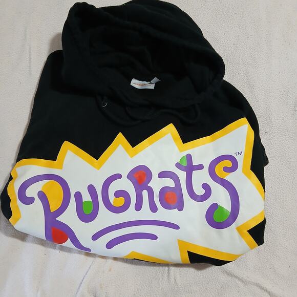 VTG Nickleodeon Rug Rats Large black hoodie Tommy Chuckie 90's large - Picture 8 of 12